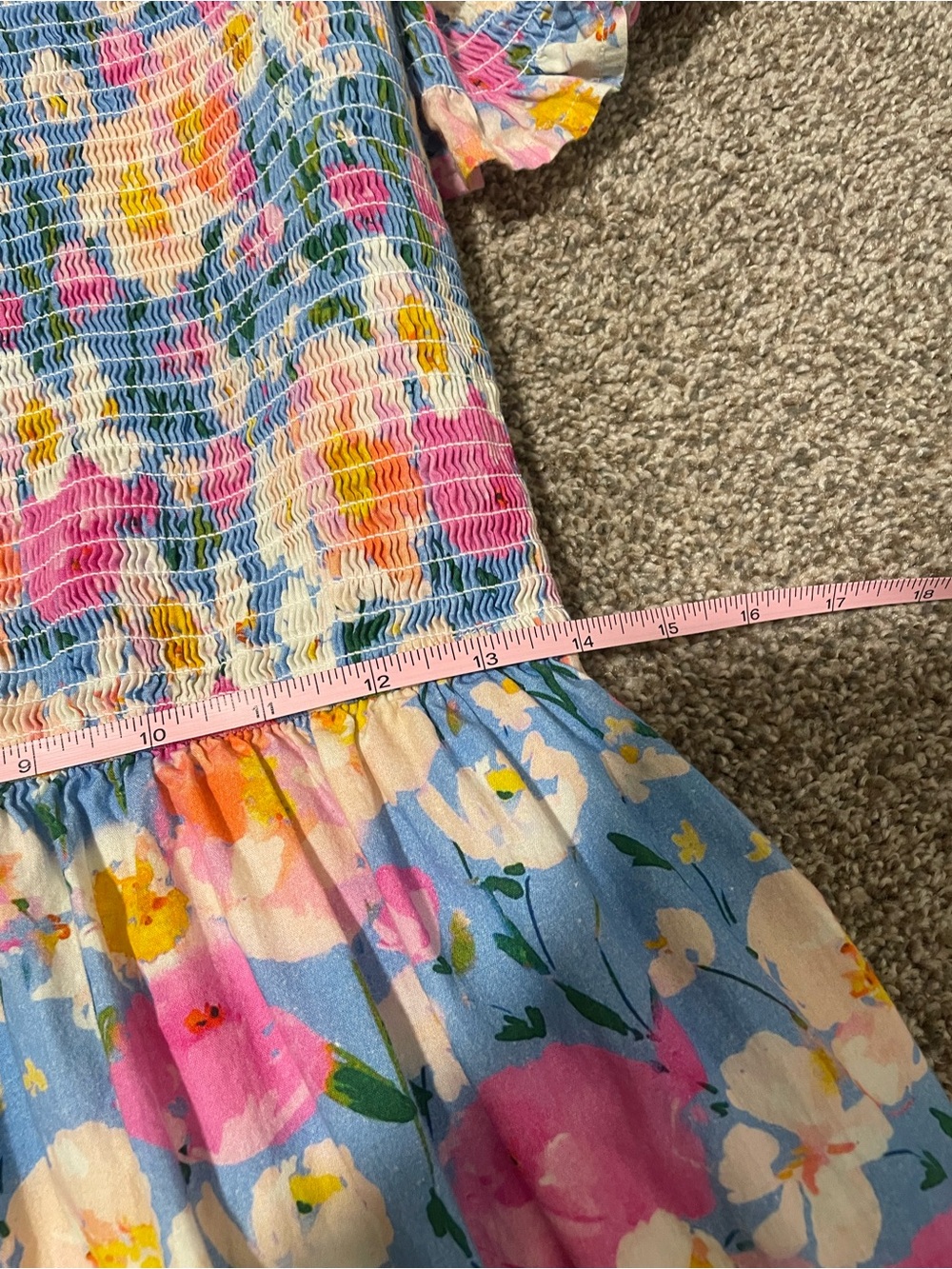 Ivy City Co Delia Dress in Blue - Floral Smocked Midi Dress with Pockets - Picture 9 of 16